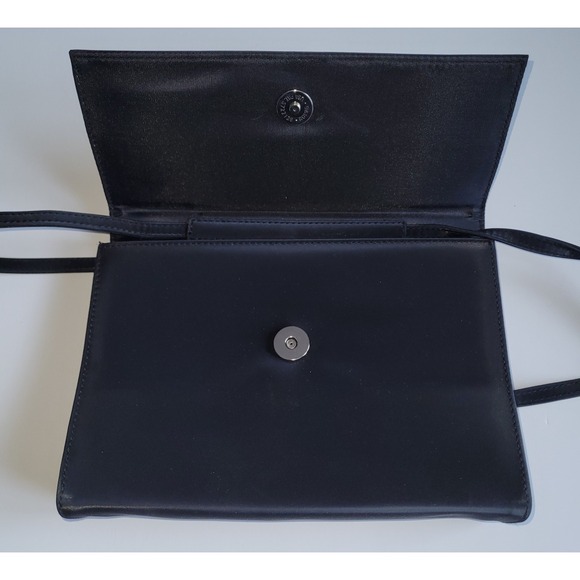Small Black Dressy Satin Evening Purse With Corded Strap - Picture 4 of 5